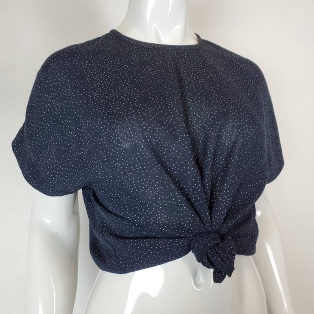 Vintage 80's Carole Little Navy Dot Blouse